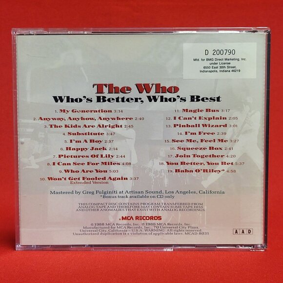 The Who Who's Better Who's Best This Is The Very Best of The Who CD 1988 - Picture 2 of 8